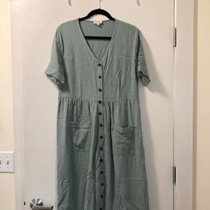 Orange Creek Button Down Midi Dress in Mint